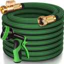 50 FT Garden Hose, 2025 New Flexible Water Hose 50FT with Leakproof Solid Brass Fittings, Reinforced Extra Strong Outer Fabric & Durable 3-layer Inner Core, Ultra Lightweight, No Kink, No Tangle (Black Green)