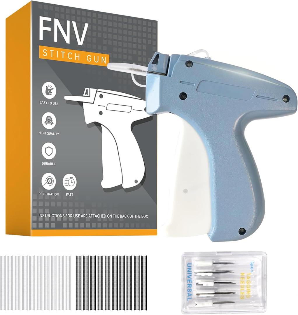 FNV Quicker Clothing Fixer, Stitch for Clothes, Quicker Sewing for Cloth, Mini Sewing Stitch Machine with 6 Needles, 1000 Black&1000 White Fasteners (Light Blue)