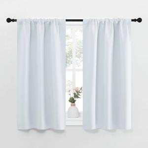 NICETOWN Greyish White Window Curtain Panels - Thermal Insulated Rod Pocket Room Darkening Curtain Sets for Bedroom (Greyish White, 2 Panels, 29 by 40)