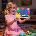 Upgrade LED Drawing Board, Washable Light Up Doodle Board, Acrylic Dry Erase Note Board, led Note Board with Colors, Tracing Pages, with Stand, Markers, Spray Bottle, for Kids Girls Boys Teens