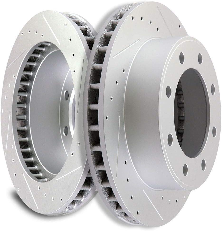 SCITOO Front Brake Rotors, 2pcs Drilled & Slotted Brakes Kit fit for Ford Excursion,for F-250,99-04 for Ford for F-250 Super Duty,99-04 for Ford for F-350,99-04 for Ford for F-350 Super Duty