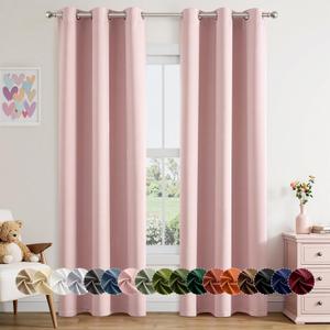MIULEE Baby Pink Blackout Curtains for Girls Bedroom 84 Inches Long 2 Panels, Thermal Insulated Room Darkening Drapes for Nursery Living Room, Solid Grommet Top Noise Reducing Curtains W40 x L84 Inch