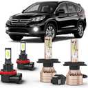 Compatible For Honda Crv 2002 2003 2004 2007-2014 Bulbs, Multi-position Beam Fog Light Bulbs,6000K White,500% Brighter Lightness,Plug and Play,Pack of 4