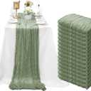15 Pack Cheesecloth Table Runner 10Ft Romantic Cheese Cloth Table Runner 35 x120Inch Gauze Boho Table Runners for Wedding Birthday Party Bridal Baby Shower Engagement Home Fall Table Decor(Sage Green)
