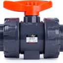HYDROSEAL Kaplan PVC 1 1/2" True Union Ball Valve with Full Port, ASTM F1970, EPDM O-Rings and Reversible PTFE Seats, Rated at 200 PSI @73F, Gray, 1 1/2 inch Socket (1 1/2")