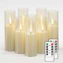 8Pcs Flameless Candles, Battery Operated Candles, LED Flickering Candles with Remote, Realistic Dancing Flame, Acrylic Design for Home Holiday Wedding, Party D2.2 (Ivory)