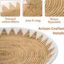 CHI AN HOME 22", 19", 15" Extra Large Hanging Woven Wall Baskets, Water Hyacinth Hanging Wicker Baskets for Wall Decor, Boho Wall Decor Rustic, Oversized Wall Art for Living Room, Bedroom Set of 3 (White)