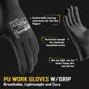 COOLJOB 12/60 Pairs Safety Work Gloves Pack Bulk with Grip PU Coating, 13 Gauge Seamless Knit Gloves with Polyurethane Dipped for Warehouse Working, Breathable Lightweight for Men Women, Black Medium