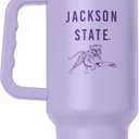Logo Brands NCAA Jackson State Tigers Lavender 40 oz Tumbler with Handle - Stylish Everyday Use Powder Coated-Stainless Steel with Straw- Keeps Cold For Hours