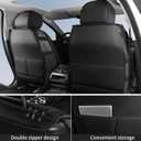 HChengkikz Car Seat Covers Full Set, Breathable Nappa Leather Seat Covers, Horizontal Stripes Automotive Seat Covers, Universal Seat Cushions for Sedan SUV Truck (5 PCS Full Set, Black + Cream)