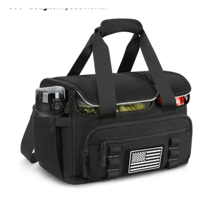 ETRONIK Tactical Lunch Bag for Men, 15L Insulated Lunch Box with Hot/Cold Compartments, Men's Lunch Box Fits 3 Meals + Snacks, Adult Lunch 8H Cooler Bags for Work, Hiking, Beach, Gym, Black