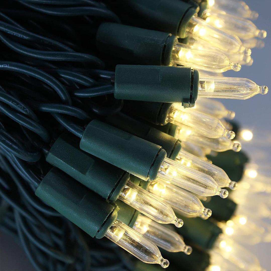 2 x 100 LED Warm White Christmas Lights on Green Wire, 35 Feet Xmas Tree Lights, UL Certified for Outdoor Indoor (Warm White)