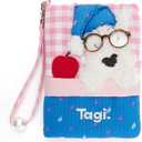 Tagi. Haha Passport Holder for Travel, Cotton & Polyester Passport Cover with Playful Puppy Design, Card Slots, Cash Pocket & Ticket Compartment, Airplane Essentials for Men Women, Nautical Berry