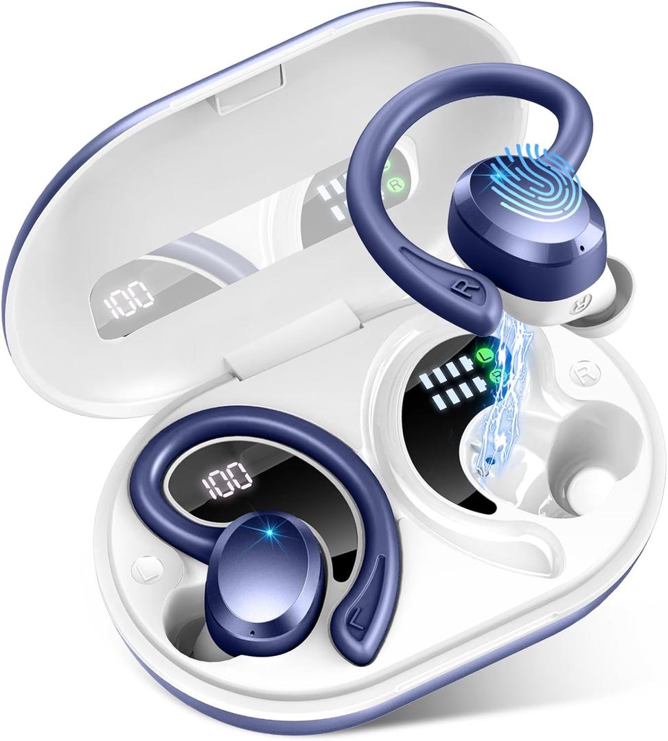 Wireless Earbuds Sport, Bluetooth 5.4 Headphones with Earhook, 2025 Hi-Fi Stereo Over Ear Buds, 48H Earphones with 4 ENC Noise Canceling Mics, IP7 Waterproof Headset for Running Workout (Android/iOS)