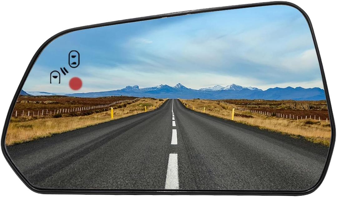 Driver Side Mirror Replacement for Ford Mustang 2015 2016 2017 - Left Side Mirror Glass, Rear View Mirrors Glass with Power Heated & Blind Spot(OEM:FR3Z-17K707-G)