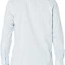 Amazon Essentials Men's Regular Fit Long Sleeve Wrinkle Resistant Stretch Dress Shirt (Blue White Pinstripe)