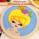 Punch Needle Kits Adults Beginner DIY Cute and Unique Cartoon Girl 8 in Hoop Embroidery Set for Beginners Perfect Gifts for Women, Moms, and Grandmas (Garden Girl)