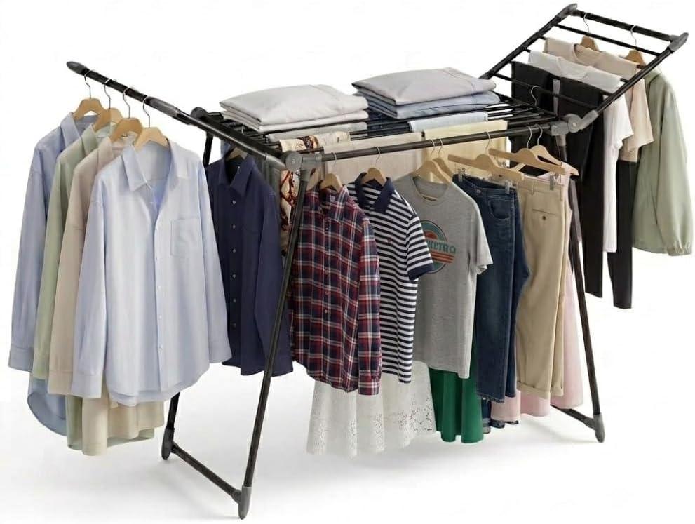 Foldable Clothes Drying Rack | Heavy Duty | 66 lb Capacity | Space Saving, Large