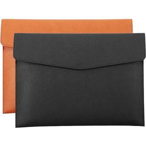 PU Leather A4 File Folder Document Holder Waterproof Portfolio Envelope Folder Case with Snap Closure Black and Brown 2 Packs