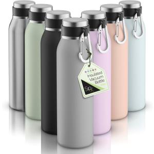 SipX 20 oz Stainless Steel Insulated Water Bottle with Leakproof Lid & Carry Hook  Triple Insulated  Cold 24 Hours/Hot 12 Hours  Perfect for Gym, Work, Sports, Travel  Grey (Gray)
