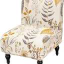 FUANGUI Armless Accent Chair Cover Slipcover, Stretch Spandex Chair Covers for Living Room Removable Washable for Armless Chair Furniture Protector (1Pcs, A1)