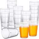 Hoolerry 48 Pcs Plastic Drinking Glasses Set 5 oz Clear Plastic Tumblers Stackable Frosted Cup Reusable Drinking Glasses Cups Bulk for Weddings Party Restaurant Kitchen (Transparent)