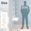 Neoaider Champagne Wall Holder for Party, 4 Tire Champagne Wall Holder Up to 40 Cups, Champagne Wall Stand with Storage Rack & 4 Swivel Casters with Brakes, Suitable for Wedding, Christmas, Party