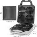 SugarWhisk 2 in 1 Mini Waffle Maker with Removable Plates, Panini Press Sandwich Maker, Sandwich Press, Waflera Electrica, Sandwichera Electrica, 4 X 4 Inch Classic Waffle Maker for Kids, White