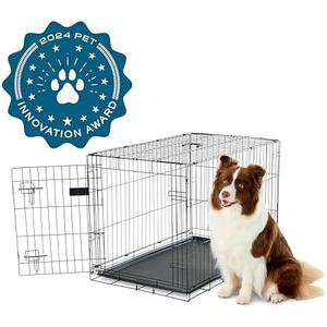 Carlson Pet Products Single Door Metal Dog Crate, Intermediate 36" Dog Crate for Medium to Large Dogs, Foldable Collapsible Dog Kennel with Removable Tray, Portable Wire Dog Cage for Training & Travel
