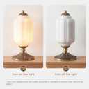 Milk Glass Table Lamp - Modern Farmhouse Design with Antique Brass Finish Base, White Desk Light for Living Room & Bedroom Decor (White 15")