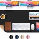 Desk Protector Mat - Dual Sided Cork and Leather Desk Pad, Non-Slip, Waterproof Large Desk Mat - Desk Protector Mat for Office and Home (47.2'' x 17", Black)