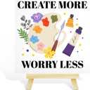 Painting Gifts for Women Men, Birthday Christmas Gifts for Artist Art Lover Students Painter, Art Lover Gifts for Teacher, Artist Birthday Gifts, Artist Decor Sign, Create More Worry Less