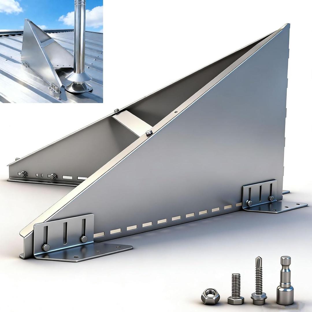 304 Stainless Steel Roof Snow Diverter Snow Guards,Snow Splitter for Metal Roofs,Roof Vent Snow Guard，forprotection Stack Pipes and Chimneys Roof（Universal Adjustable Angle，Brushed Surface）
