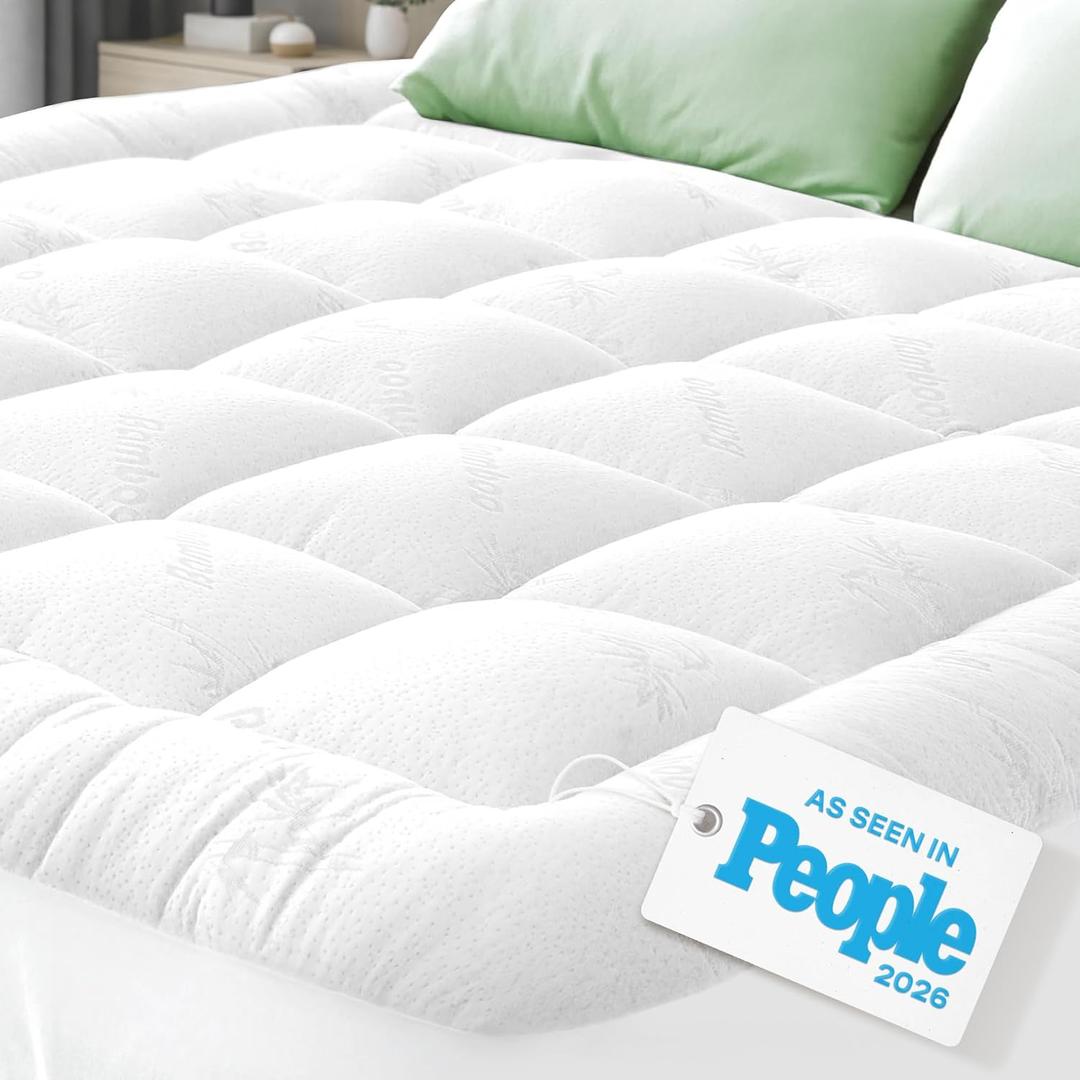 Niagara Sleep Solution Ultra Soft King Size Mattress Topper - Viscose Made from Bamboo Pillow Top Mattress Pad for Back Pain Relief - Naturally Cooling for Hot Sleepers, White