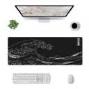 Japanese Gaming Mouse Pad Black Mouse Pad Kanagawa Large Mousepad Non-Slip Rubber Base Waterproof with Stitched Edges for Gaming Office Home, 31.5x11.8x0.12 Inch (Black Wave)