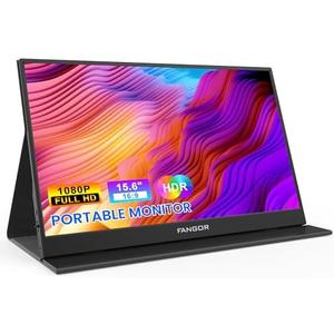 FANGOR Portable Monitor, 15.6" FHD 1080P Travel Monitor for Laptop, Ultra-Slim HDR IPS Computer Gaming Display, USB-C HDMI Screen Extender with Smart Cover for Laptop PC Phone Mac Xbox PS4/5 Switch