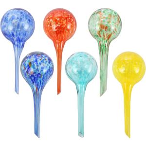 Trenton Gifts 6-Pack Plant Watering Globes - Self Watering Bulbs for Indoor & Outdoor - Hand-Blown & Colorful Aqua Globes - Measures 6" L x 2.5" D, 150ml