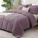 CozyLux King Size Comforter Set - Dusty Purple Comforter King Size, 3 Pieces Box Stitched Bed Set for All Seasons, Soft Lightweight Bedding Sets with 1 Down Alternative Comforter and 2 Pillow Shams