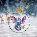 2 x Dragon Christmas Ornaments for Tree Decoration, 2.75in Glass Decorative Hanging Ornaments, Xmas Tree Dragon Decor, Holiday Presents, Gift Exchange Ideas (Aurora Violetwing)