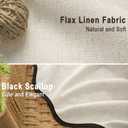 Linen Shower Curtain Flax Cream Cute Black Scalloped Boho Modern Shower Curtains for Bathroom Set, 72" W x 78" L