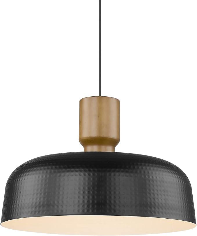 Darkaway Large Industrial Pendant Light Fixtures 18.1inch Ceiling Hanging Lamp with Hammered Metal Shade, Black Oversized Pendant Lighting for Kitchen Island Adjustable Height