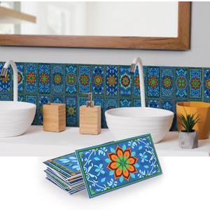 VICCI 16Pcs Tile Stickers 8" x 4" Peel & Stick Kitchen Backsplash - Decorative Wall Tiles Decals - Self-Adhesive Waterproof Removable for Bathroom Cabinets Home DIY Projects Decor