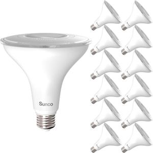 Sunco 12 Pack Outdoor Flood Light Bulb LED PAR38, Exterior Spotlight Bulbs, Weatherproof, 1050 LM, 13W (100W Equivalent), 6000K Daylight Deluxe, Wet Rated, Dimmable, E26 Base UL