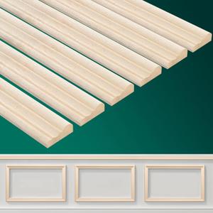 Cinnvoice 12 Pcs Wall Molding Trim, Split Wood Slats Mouldings Unfinished Fluted Wooden Panel Wood Trim Molding Decorative for DIY Door, Wall, Table, Cabinet(15.8" X 0.9" X 0.3")