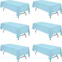 BRILLMAX 6 Pack Light Blue Tablecloths for 8 Foot Rectangle Tables 60 x 126 Inch - 8ft Rectangular Bulk Linen Polyester Fabric Washable Cloth Cover for Wedding Reception Banquet Birthday Party