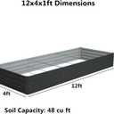 zunatu 12x4x1 ft(2 Pack) Galvanized Raised Garden Bed,Outdoor Planter Box Metal Patio Kit Planting Bed for Vegetables Flowers and Succulents,Black