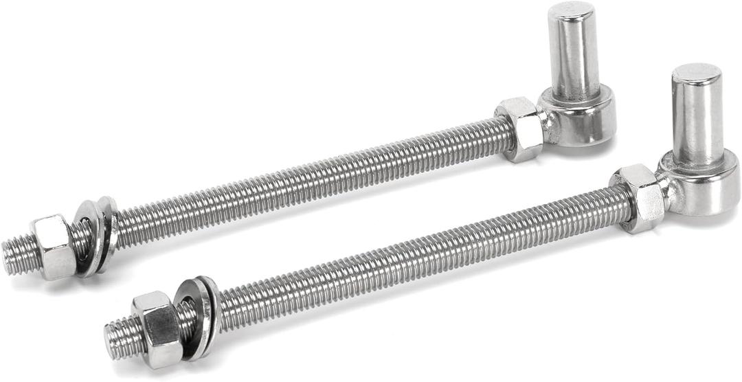 M12 x 8"" J Bolt Gate Hinge, Farm Gate Post Hinge with 5/8"" Male Pin, 304 Stainless Steel for Chain Link Fence Gate (Pack of 2, Dia 12mm-8"")