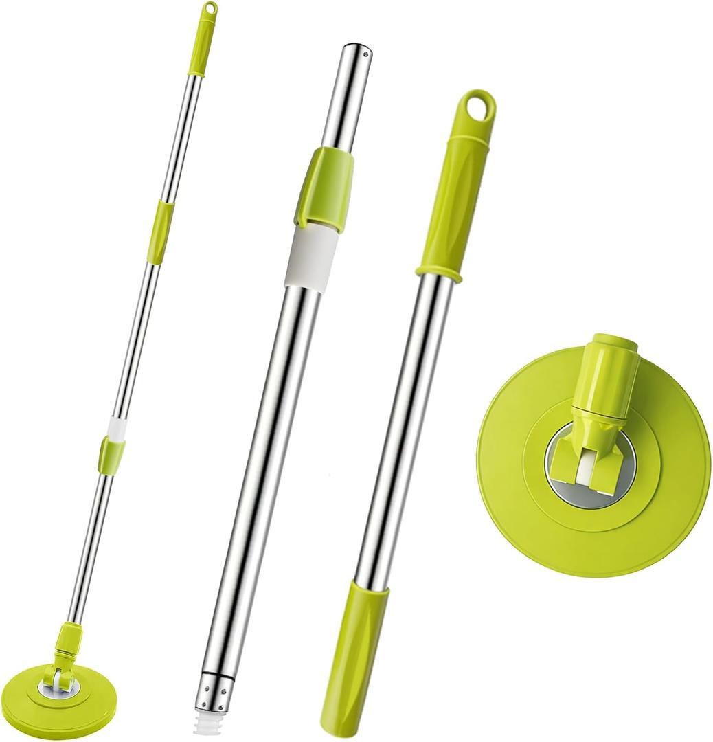 Spin Mop Replacement Handle 360 Degree Spin Mop Pole Handle Replacement Rotating Telescopic Stick for Mop Head, Ideal for Home and Household Cleaning (Green)