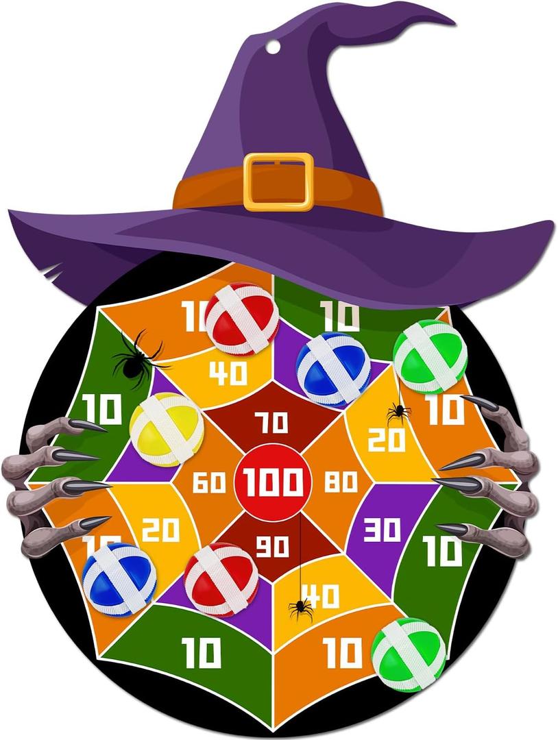 Halloween Dart Board for Kids' Games & Decorations - Witch Hat Party Favor, Indoor/Outdoor Party Games & Treats