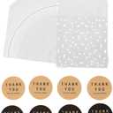400PCS White Polka Dot Treat Bags Set Self Adhesive Candy Cookie Bags Set, 200 Cellophane Bags + 200 Thank You Sticker for Bakery Biscuit Chocolate Snacks Dessert (5.5x5.5Inches)